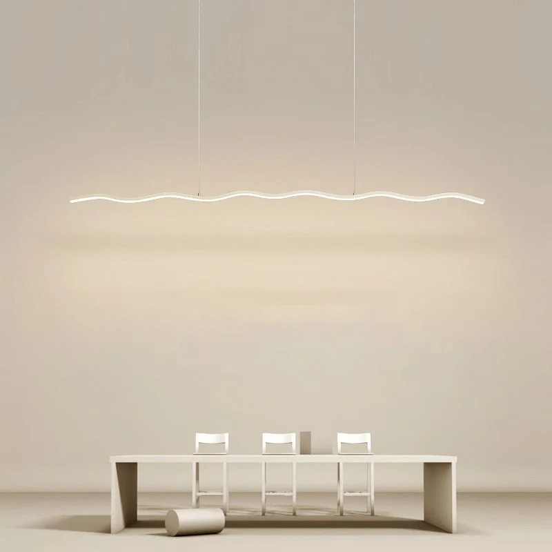 Lineaire LED Hanglamp Golf Metaal Zwart Wit Modern Dimbaar 80-120cm Woonkamer Eetkamer Slaapkamer Verlichting | Sansoti