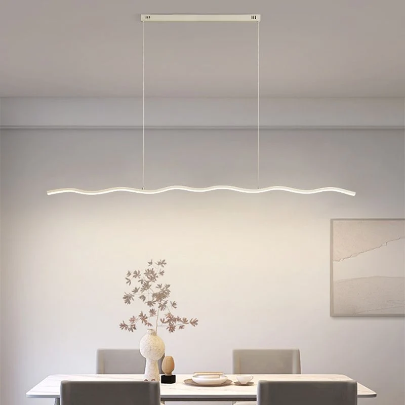 Lineaire LED Hanglamp Golf Metaal Zwart Wit Modern Dimbaar 80-120cm Woonkamer Eetkamer Slaapkamer Verlichting | Sansoti