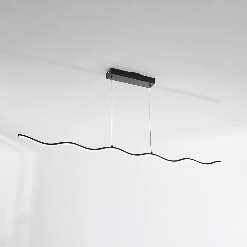 Lineaire LED Hanglamp Golf Metaal Zwart Wit Modern Dimbaar 80-120cm Woonkamer Eetkamer Slaapkamer Verlichting | Sansoti