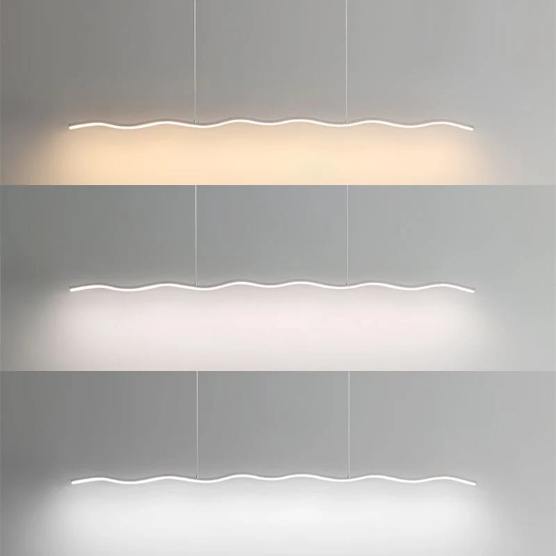 Lineaire LED Hanglamp Golf Metaal Zwart Wit Modern Dimbaar 80-120cm Woonkamer Eetkamer Slaapkamer Verlichting | Sansoti