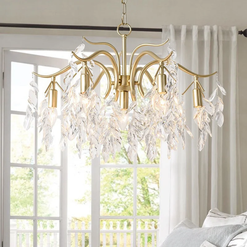 Hanglamp Kristal Metaal Bloem LED Verlichting Eetkamer Woonkamer Modern Luxe Design Plafondlamp Hangverlichting | Sansoti