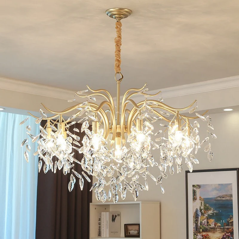 Hanglamp Kristal Metaal Bloem LED Verlichting Eetkamer Woonkamer Modern Luxe Design Plafondlamp Hangverlichting | Sansoti
