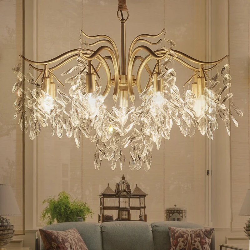 Hanglamp Kristal Metaal Bloem LED Verlichting Eetkamer Woonkamer Modern Luxe Design Plafondlamp Hangverlichting | Sansoti