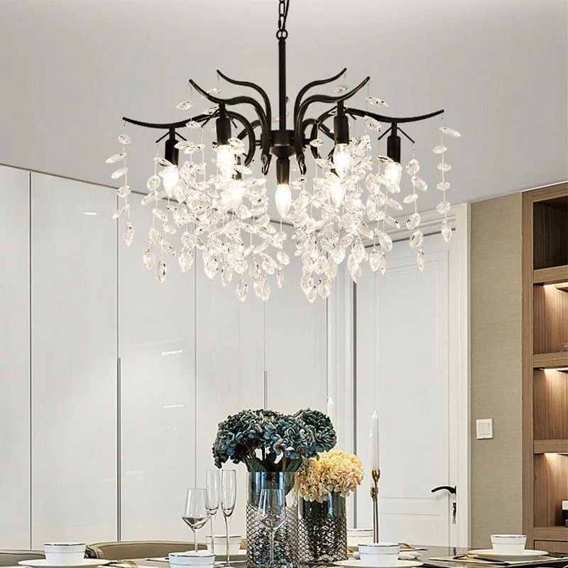Hanglamp Kristal Metaal Bloem LED Verlichting Eetkamer Woonkamer Modern Luxe Design Plafondlamp Hangverlichting | Sansoti