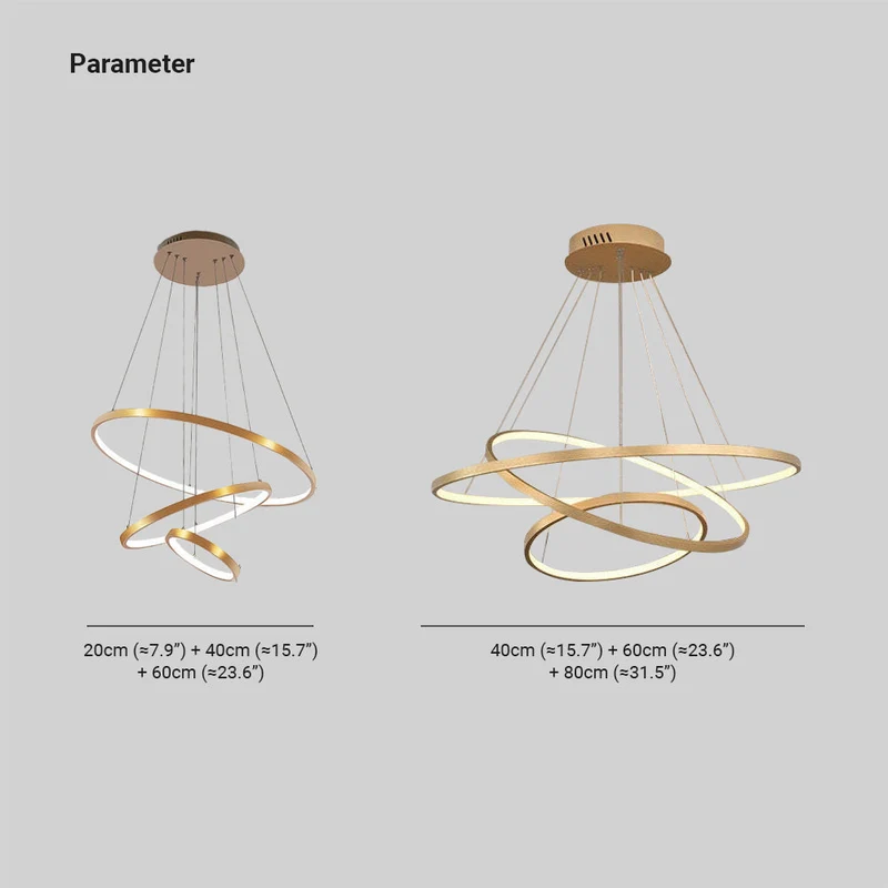 LED Hanglamp Metaal Drie Ringen Verstelbaar Goud Wit Zwart Woonkamer Eetkamer Slaapkamer Modern Design | Sansoti