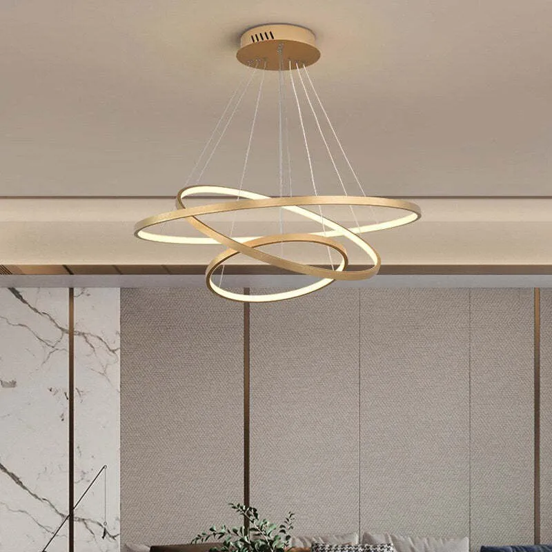 LED Hanglamp Metaal Drie Ringen Verstelbaar Goud Wit Zwart Woonkamer Eetkamer Slaapkamer Modern Design | Sansoti