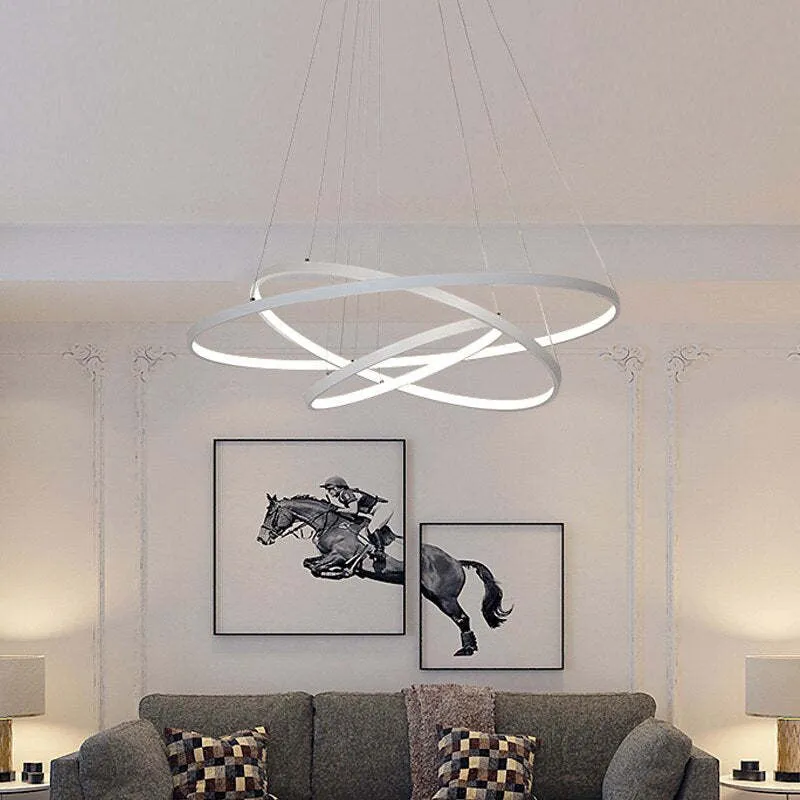 LED Hanglamp Metaal Drie Ringen Verstelbaar Goud Wit Zwart Woonkamer Eetkamer Slaapkamer Modern Design | Sansoti