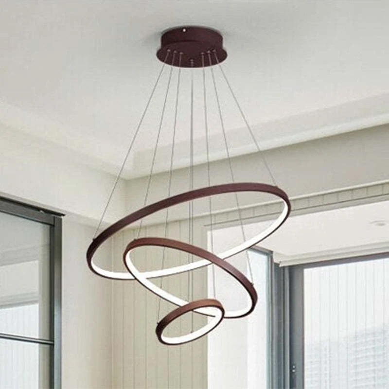LED Hanglamp Metaal Drie Ringen Verstelbaar Goud Wit Zwart Woonkamer Eetkamer Slaapkamer Modern Design | Sansoti