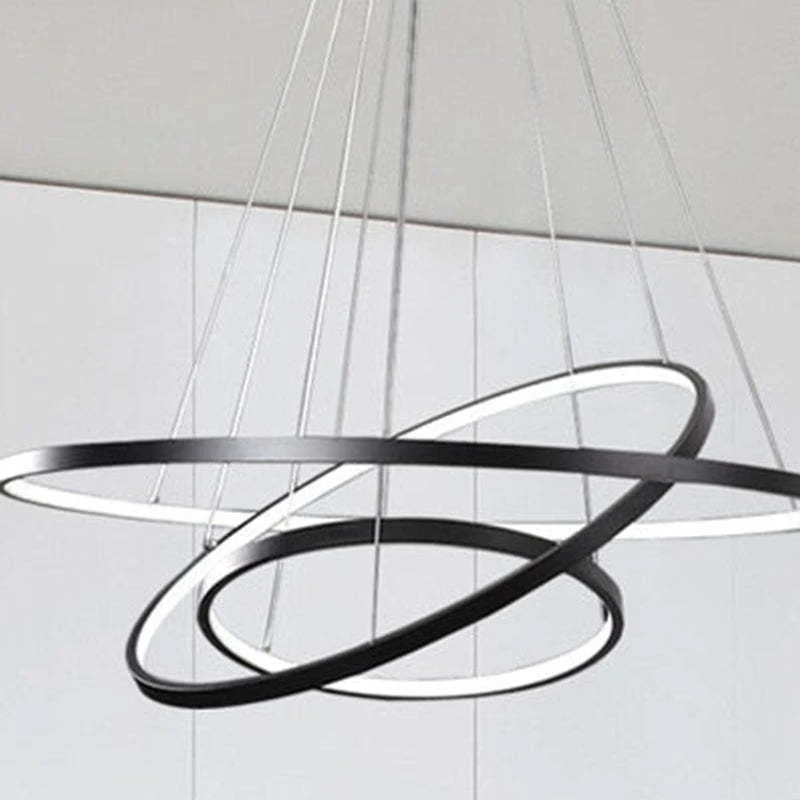 LED Hanglamp Metaal Drie Ringen Verstelbaar Goud Wit Zwart Woonkamer Eetkamer Slaapkamer Modern Design | Sansoti