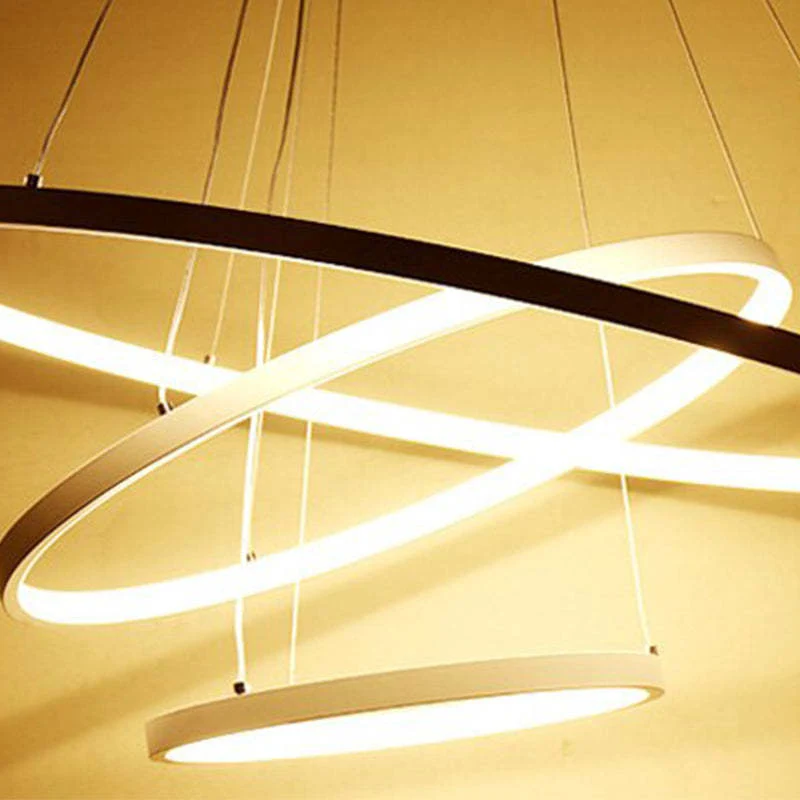 LED Hanglamp Metaal Drie Ringen Verstelbaar Goud Wit Zwart Woonkamer Eetkamer Slaapkamer Modern Design | Sansoti