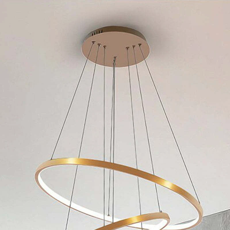 LED Hanglamp Metaal Drie Ringen Verstelbaar Goud Wit Zwart Woonkamer Eetkamer Slaapkamer Modern Design | Sansoti
