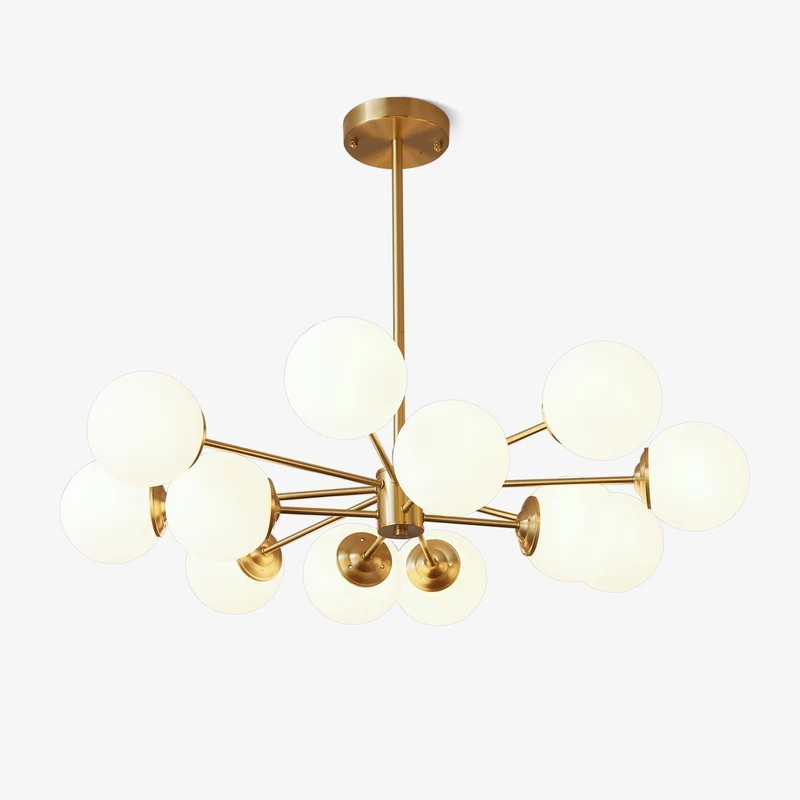 Kroonluchter Glazen Bollen Messing Plafondverlichting Eetkamer Woonkamer Scandinavisch Design Modern Interieur | Sansoti