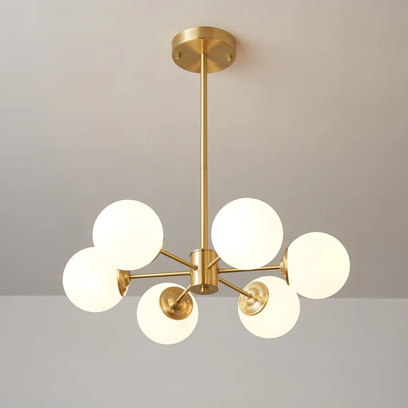 Kroonluchter Glazen Bollen Messing Plafondverlichting Eetkamer Woonkamer Scandinavisch Design Modern Interieur | Sansoti