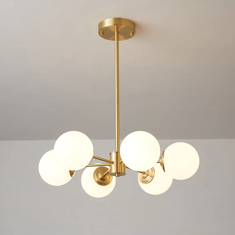 Kroonluchter Glazen Bollen Messing Plafondverlichting Eetkamer Woonkamer Scandinavisch Design Modern Interieur | Sansoti