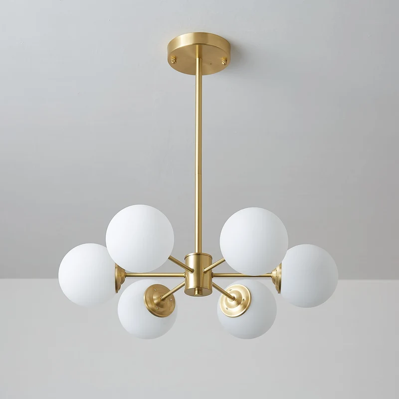 Kroonluchter Glazen Bollen Messing Plafondverlichting Eetkamer Woonkamer Scandinavisch Design Modern Interieur | Sansoti