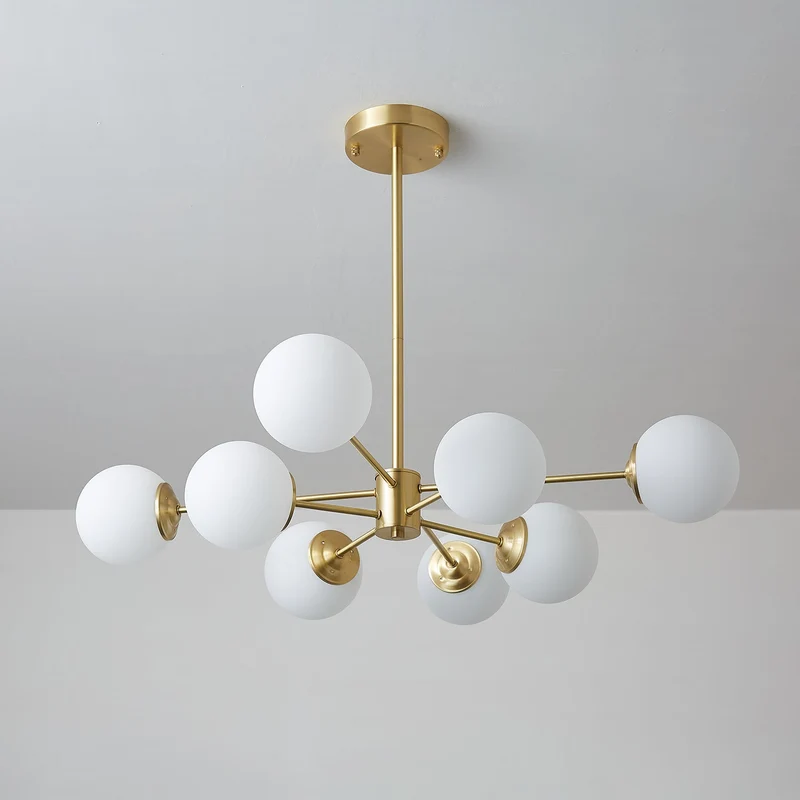 Kroonluchter Glazen Bollen Messing Plafondverlichting Eetkamer Woonkamer Scandinavisch Design Modern Interieur | Sansoti