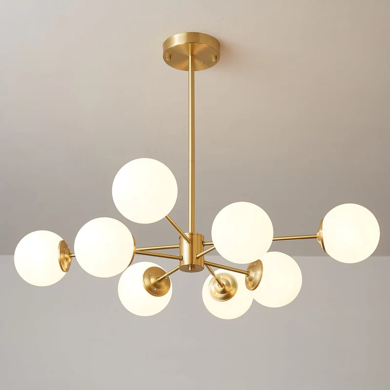 Kroonluchter Glazen Bollen Messing Plafondverlichting Eetkamer Woonkamer Scandinavisch Design Modern Interieur | Sansoti