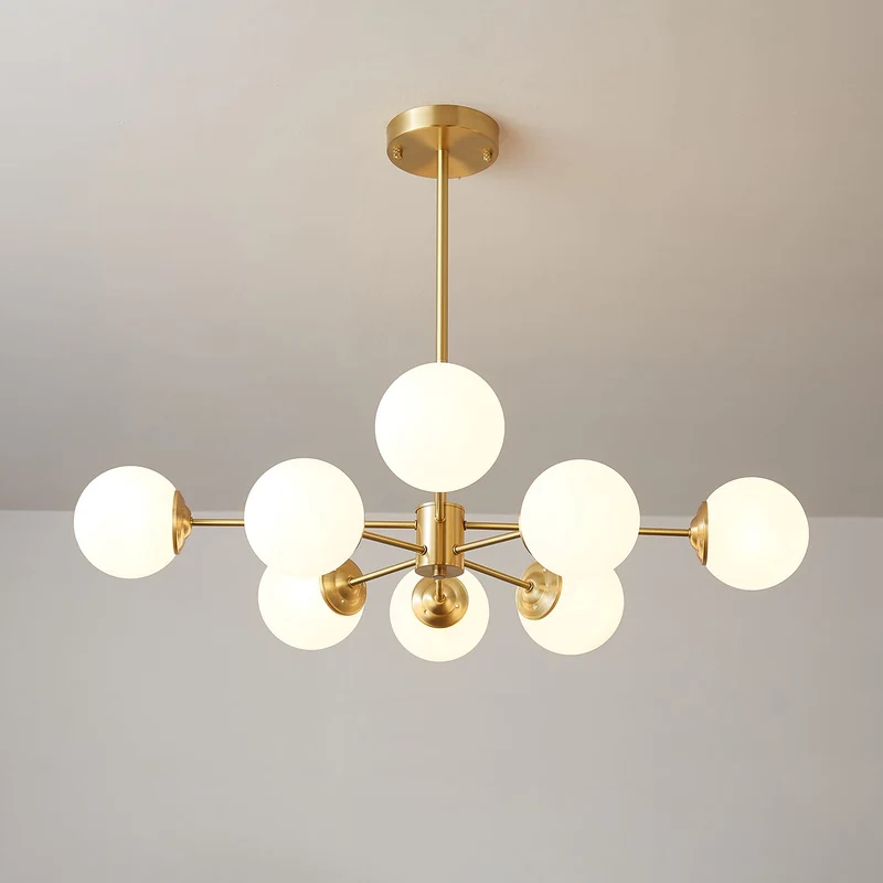 Kroonluchter Glazen Bollen Messing Plafondverlichting Eetkamer Woonkamer Scandinavisch Design Modern Interieur | Sansoti