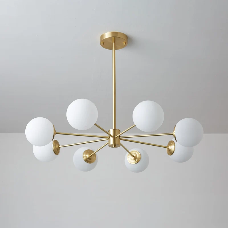 Kroonluchter Glazen Bollen Messing Plafondverlichting Eetkamer Woonkamer Scandinavisch Design Modern Interieur | Sansoti