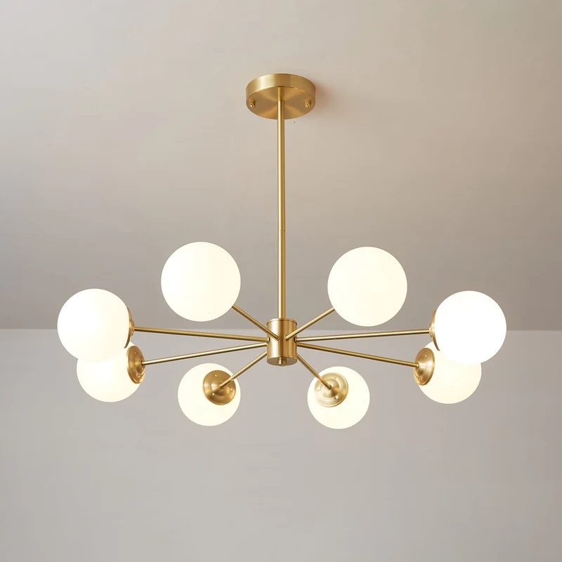 Kroonluchter Glazen Bollen Messing Plafondverlichting Eetkamer Woonkamer Scandinavisch Design Modern Interieur | Sansoti