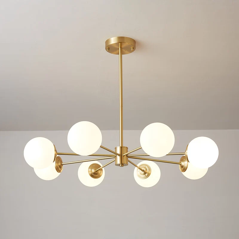 Kroonluchter Glazen Bollen Messing Plafondverlichting Eetkamer Woonkamer Scandinavisch Design Modern Interieur | Sansoti