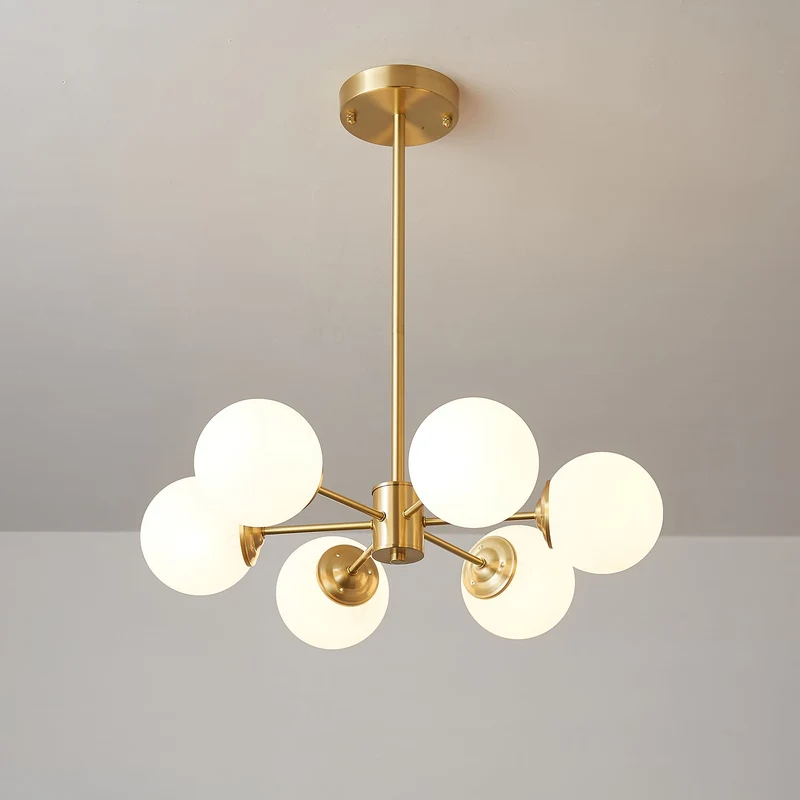 Kroonluchter Glazen Bollen Messing Plafondverlichting Eetkamer Woonkamer Scandinavisch Design Modern Interieur | Sansoti