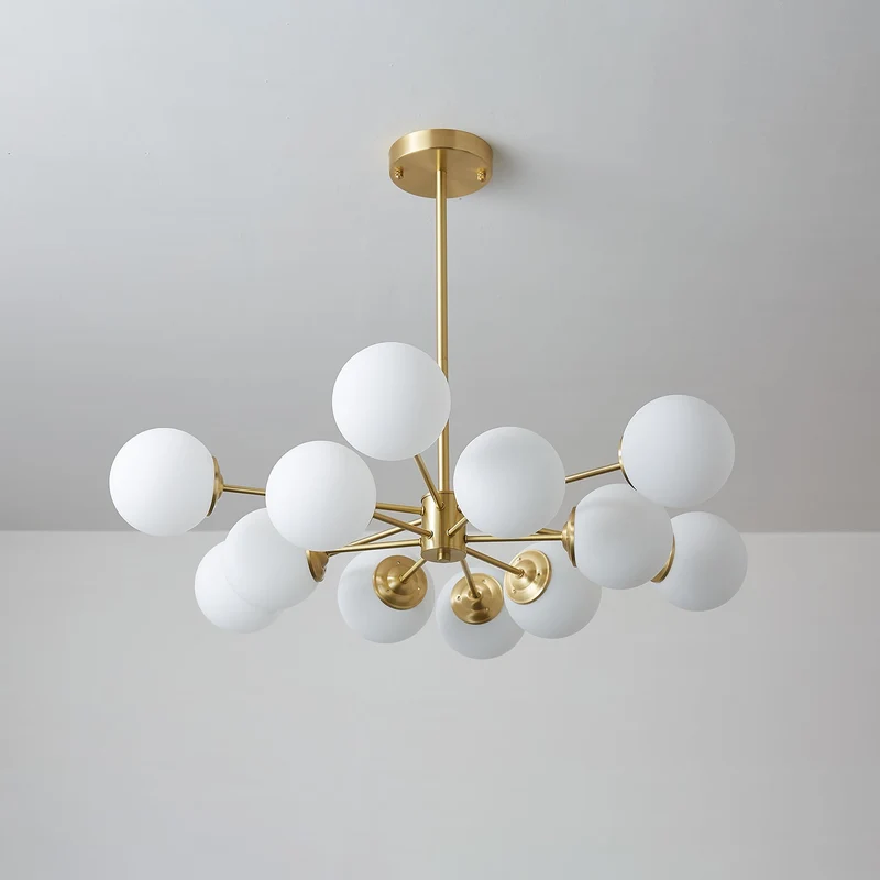 Kroonluchter Glazen Bollen Messing Plafondverlichting Eetkamer Woonkamer Scandinavisch Design Modern Interieur | Sansoti