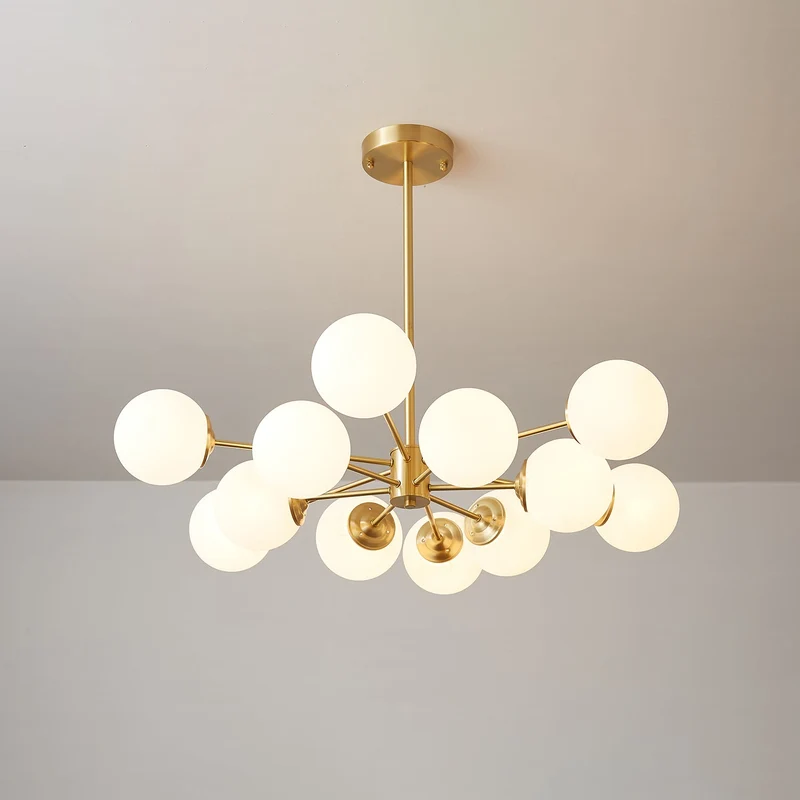 Kroonluchter Glazen Bollen Messing Plafondverlichting Eetkamer Woonkamer Scandinavisch Design Modern Interieur | Sansoti