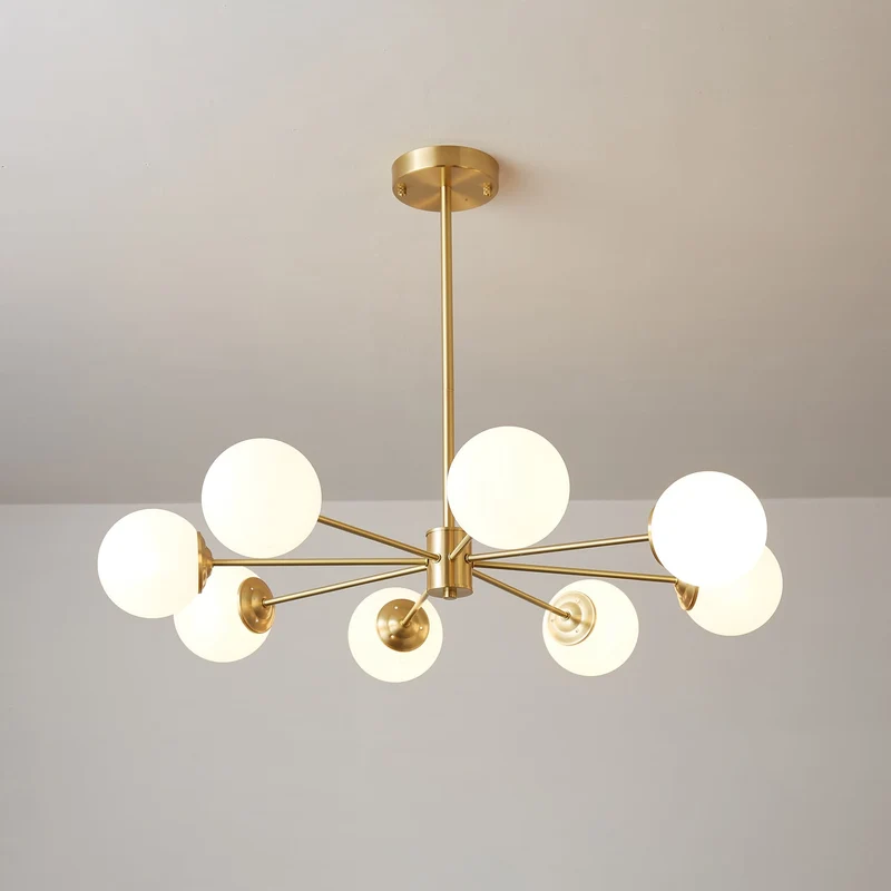 Kroonluchter Glazen Bollen Messing Plafondverlichting Eetkamer Woonkamer Scandinavisch Design Modern Interieur | Sansoti
