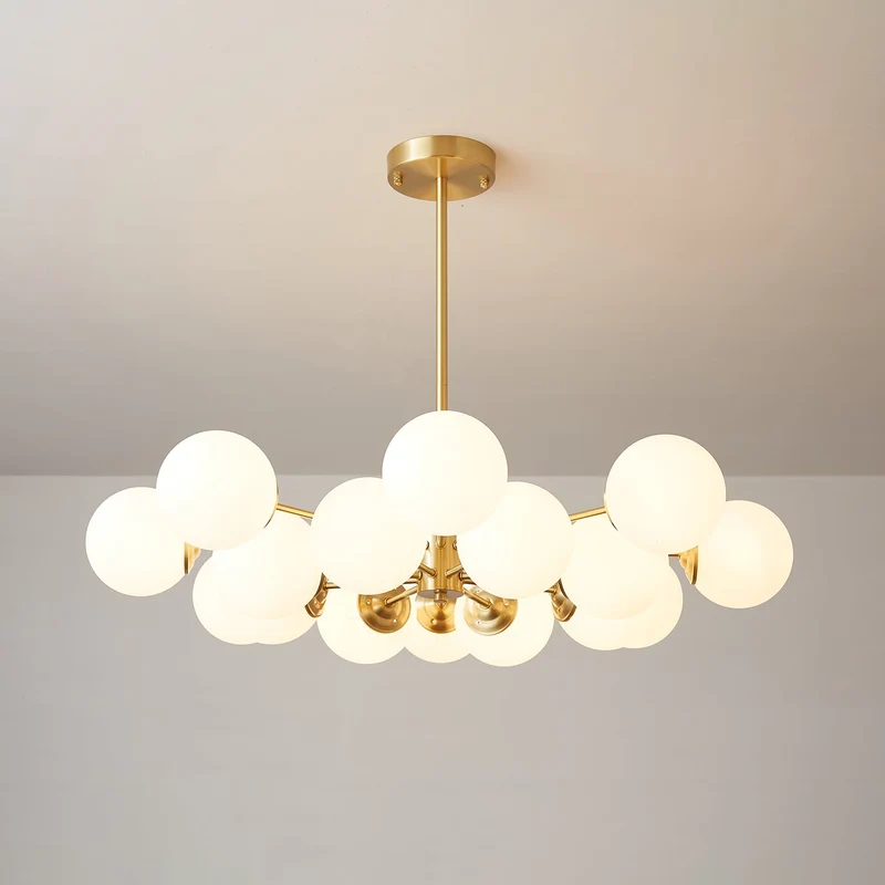 Kroonluchter Glazen Bollen Messing Plafondverlichting Eetkamer Woonkamer Scandinavisch Design Modern Interieur | Sansoti