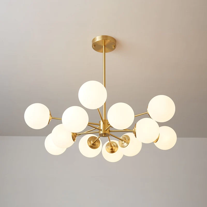 Kroonluchter Glazen Bollen Messing Plafondverlichting Eetkamer Woonkamer Scandinavisch Design Modern Interieur | Sansoti
