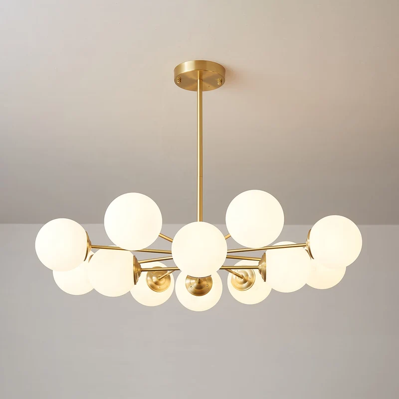 Kroonluchter Glazen Bollen Messing Plafondverlichting Eetkamer Woonkamer Scandinavisch Design Modern Interieur | Sansoti