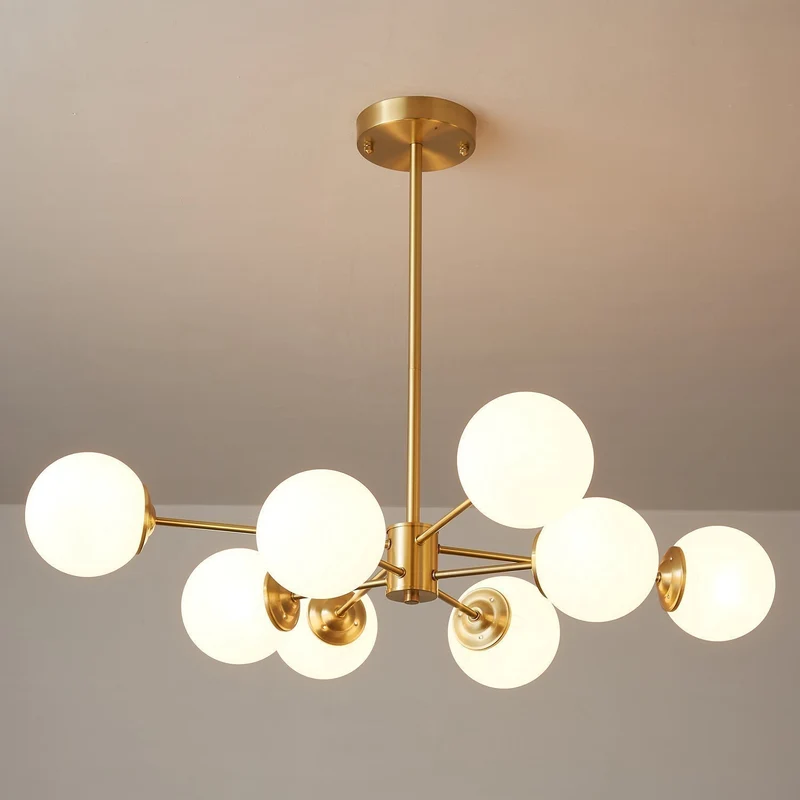 Kroonluchter Glazen Bollen Messing Plafondverlichting Eetkamer Woonkamer Scandinavisch Design Modern Interieur | Sansoti