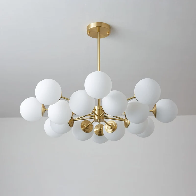 Kroonluchter Glazen Bollen Messing Plafondverlichting Eetkamer Woonkamer Scandinavisch Design Modern Interieur | Sansoti