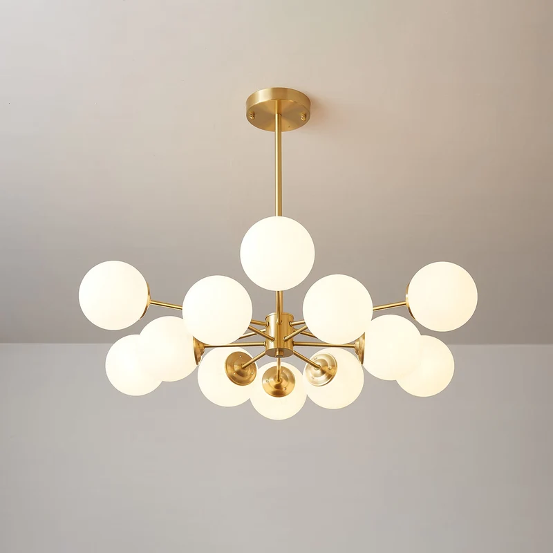 Kroonluchter Glazen Bollen Messing Plafondverlichting Eetkamer Woonkamer Scandinavisch Design Modern Interieur | Sansoti