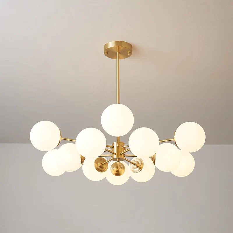 Kroonluchter Glazen Bollen Messing Plafondverlichting Eetkamer Woonkamer Scandinavisch Design Modern Interieur | Sansoti