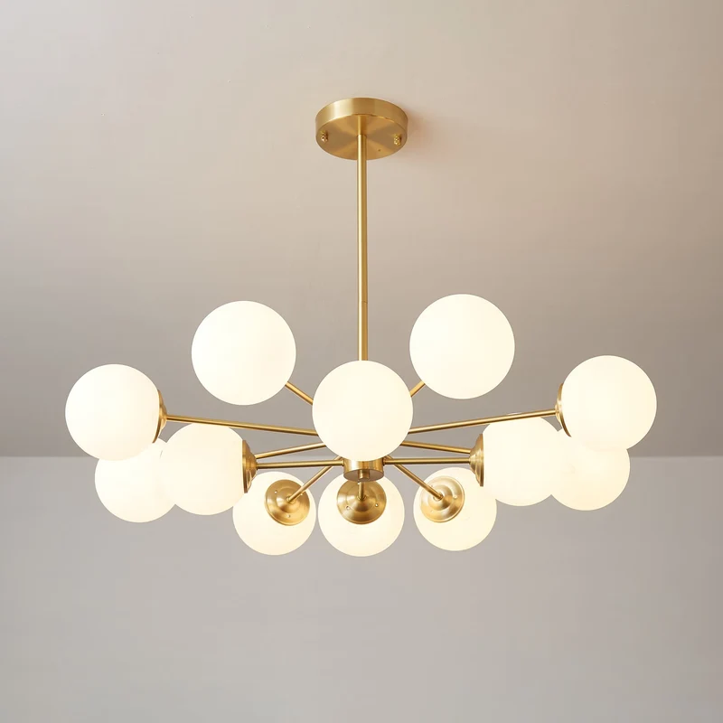Kroonluchter Glazen Bollen Messing Plafondverlichting Eetkamer Woonkamer Scandinavisch Design Modern Interieur | Sansoti