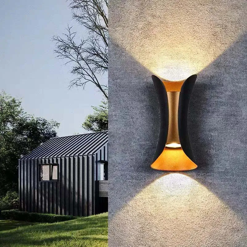 Wandlamp Gebogen LED IP65 Waterdicht Zwart Wit Goud Buiten Tuin Veranda Wandverlichting Buitenlamp Modern | Sansoti