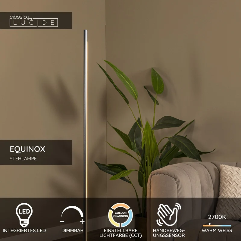 LED-Stehleuchte Equinox mit Gestensteuerung und CCT dimmbar