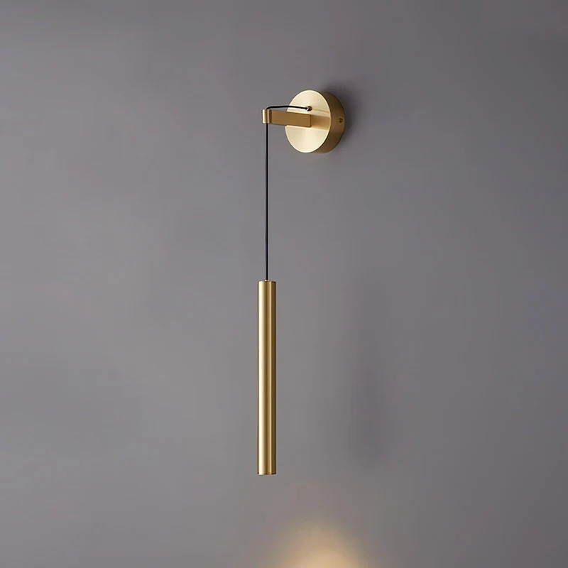 Minimalistische Wandlamp Messing LED Lijnontwerp Scandinavisch Modern Interieur Sfeerverlichting Woonkamer | Sansoti