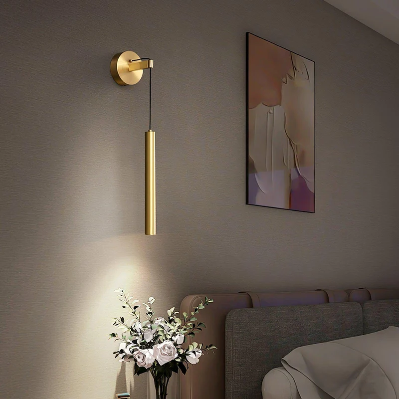 Minimalistische Wandlamp Messing LED Lijnontwerp Scandinavisch Modern Interieur Sfeerverlichting Woonkamer | Sansoti