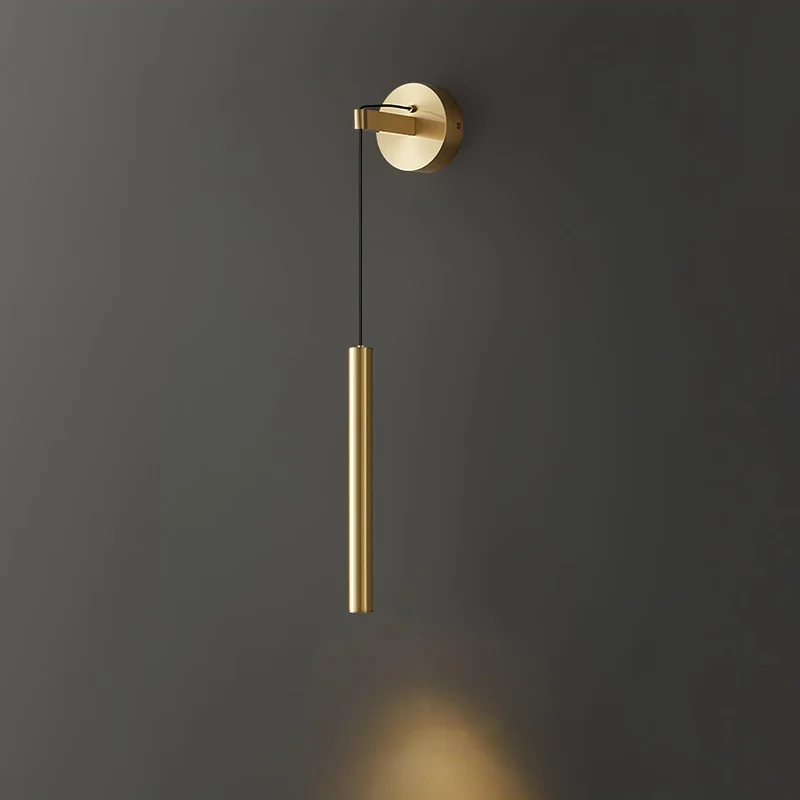 Minimalistische Wandlamp Messing LED Lijnontwerp Scandinavisch Modern Interieur Sfeerverlichting Woonkamer | Sansoti