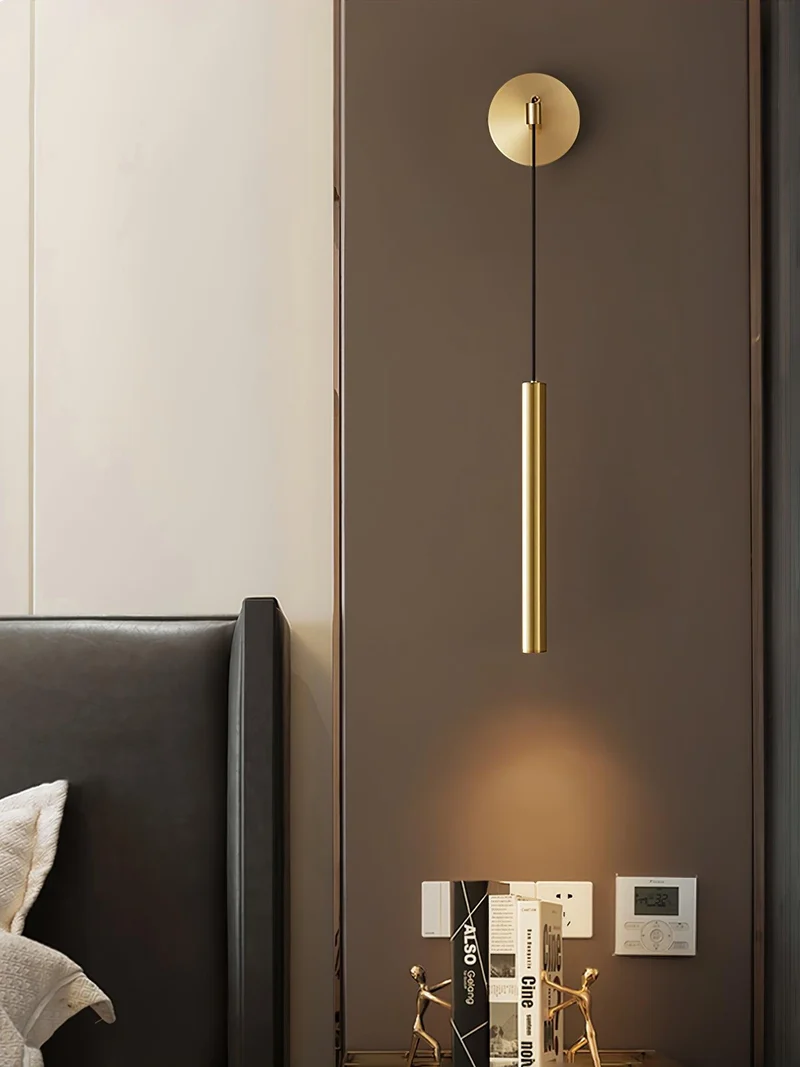 Minimalistische Wandlamp Messing LED Lijnontwerp Scandinavisch Modern Interieur Sfeerverlichting Woonkamer | Sansoti
