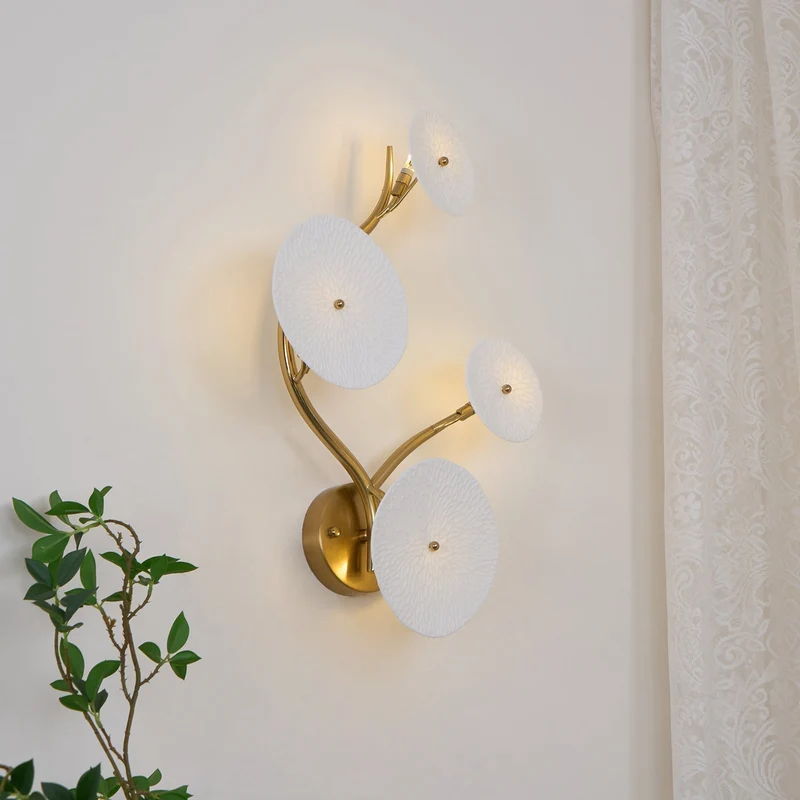 Keramische Bloembladwandlamp Metalen Accent Sculptuur Warm Licht Interieur Kunstverlichting Decoratief | Sansoti