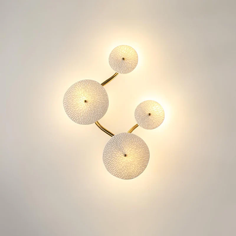 Keramische Bloembladwandlamp Metalen Accent Sculptuur Warm Licht Interieur Kunstverlichting Decoratief | Sansoti