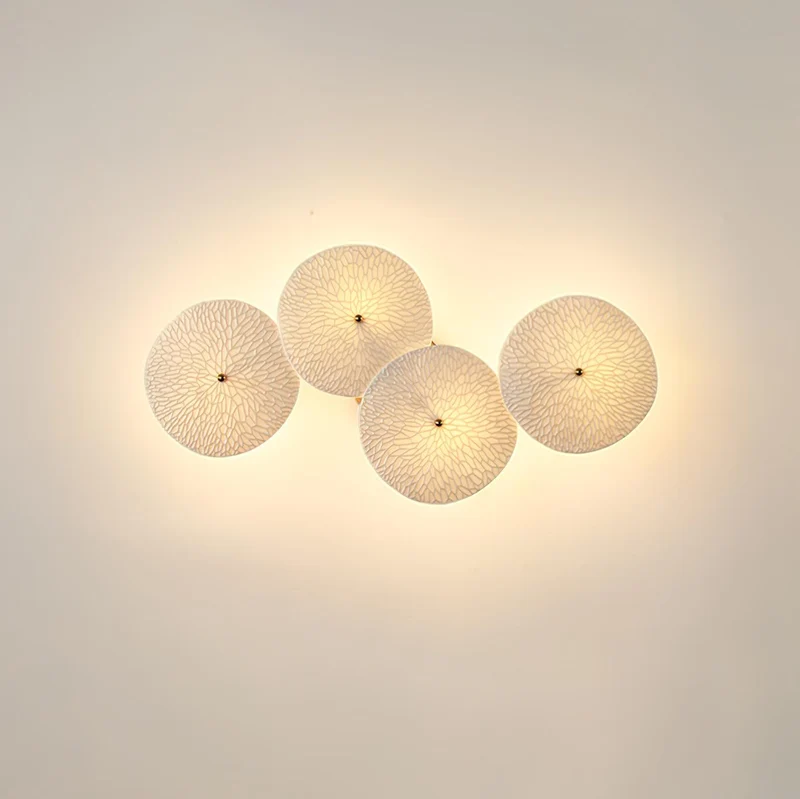 Keramische Bloembladwandlamp Metalen Accent Sculptuur Warm Licht Interieur Kunstverlichting Decoratief | Sansoti