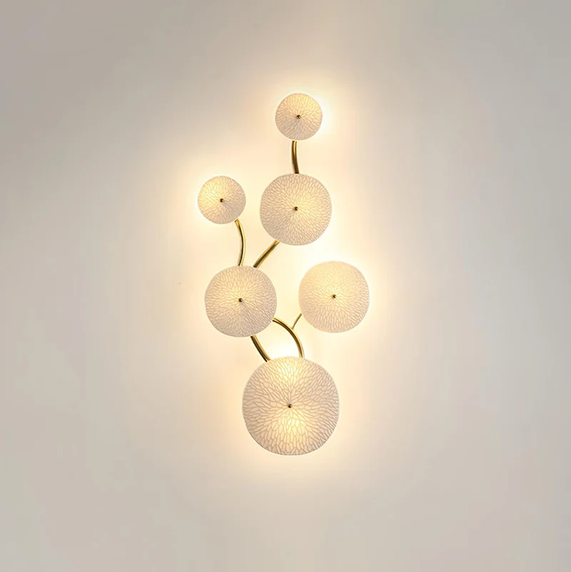 Keramische Bloembladwandlamp Metalen Accent Sculptuur Warm Licht Interieur Kunstverlichting Decoratief | Sansoti