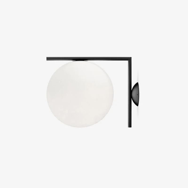 Wandlamp Geblazen Glas Opaline Bol Minimalistische Verlichting Zwart Goud Scandinavisch Design Sfeerlicht | Sansoti