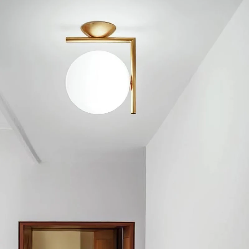 Wandlamp Geblazen Glas Opaline Bol Minimalistische Verlichting Zwart Goud Scandinavisch Design Sfeerlicht | Sansoti