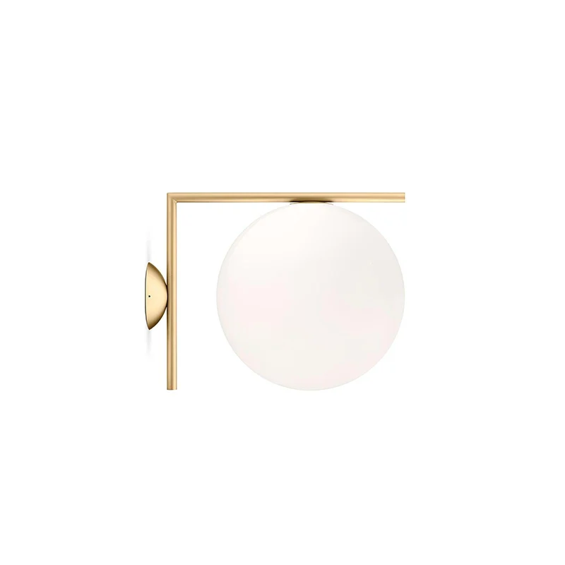 Wandlamp Geblazen Glas Opaline Bol Minimalistische Verlichting Zwart Goud Scandinavisch Design Sfeerlicht | Sansoti